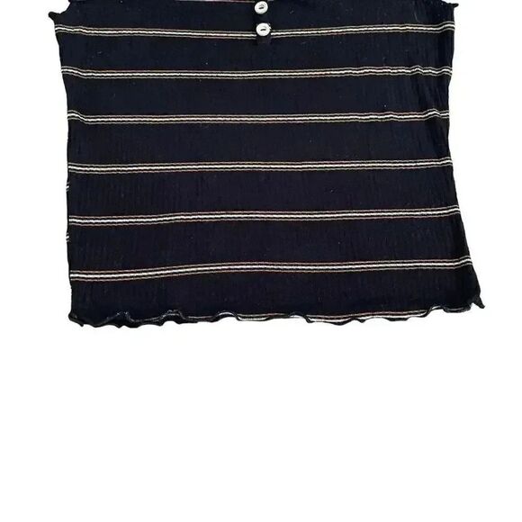 Iris Sleeveless Striped Soft Casual Black Bohemian  Tank Top S #1046 - Picture 3 of 9